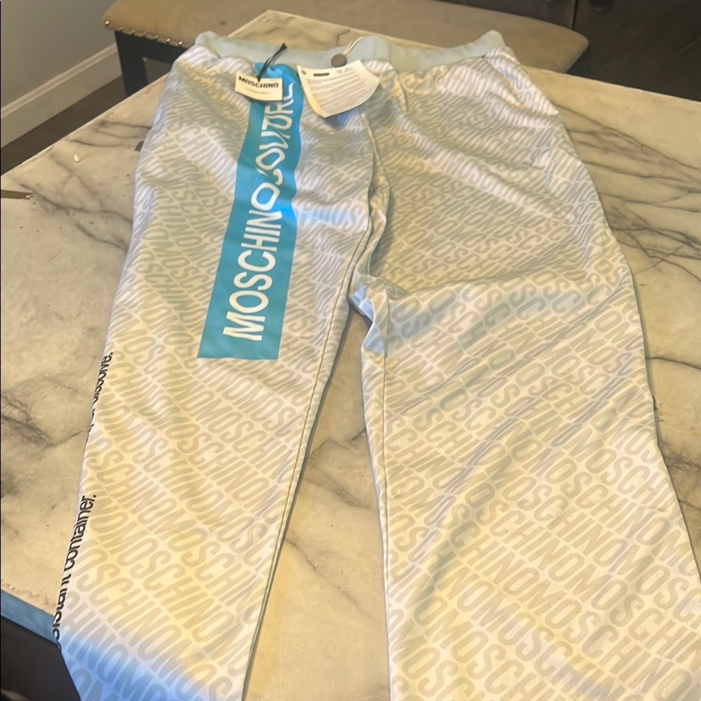 Moschino Gray and Blue Track Pants